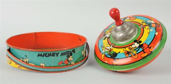 LOT OF 2: MICKEY MOUSE SIFTER AND TIN TOP TOYS.   
