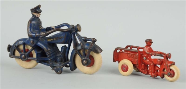 LOT OF 2: CAST IRON MOTORCYCLE TOYS.              