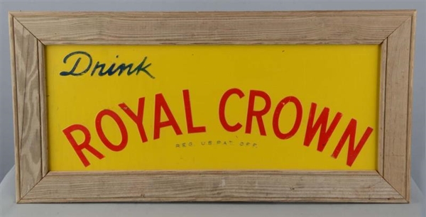 ROYAL CROWN EMBOSSED TIN SIGN IN FRAME            