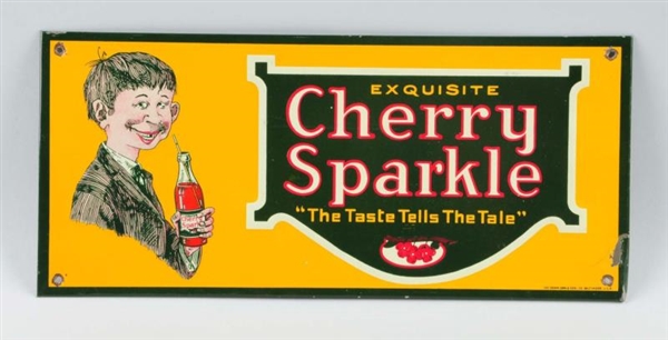 1930S CHERRY SPARKLE TIN OVER CARDBOARD SIGN.     