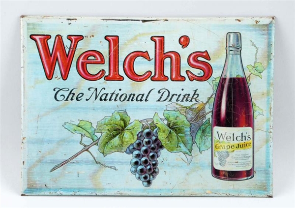 UNCOMMON WELCHS 1910 - 15 TIN OVER CARDBOARD SIGN