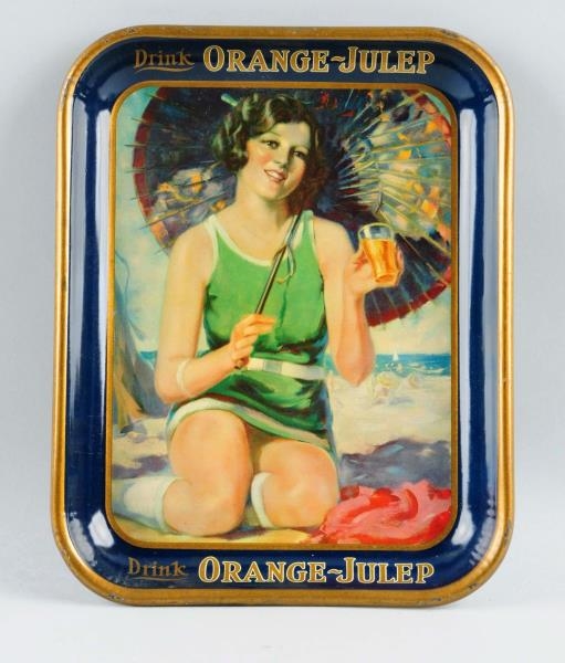 BEAUTIFUL 1920S ORANGE - JULEP SERVING TRAY.      
