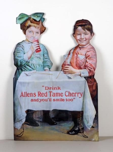 1910 EMBOSSED TIN RED TAME CHERRY STANDING DISPLAY