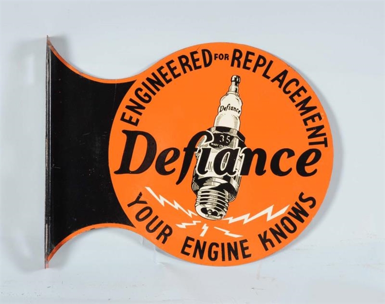 DEFIANCE SPARK PLUGS YOUR ENGINE KNOWS SIGN.      