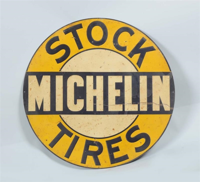 MICHELIN STOCK TIRES SINGLE SIDED TIN SIGN.       