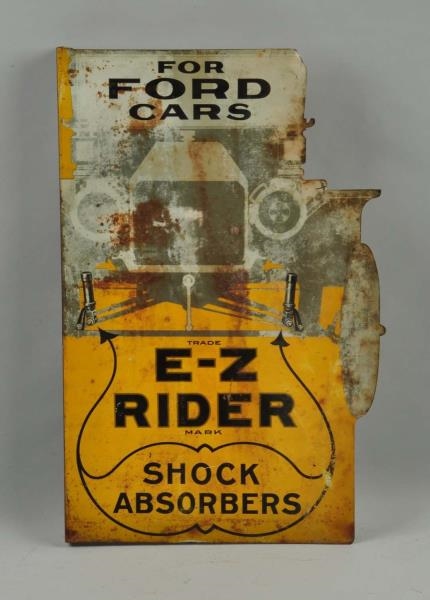 E-Z RIDER SHOCK ABSORBERS TIN FLANGE SIGN.        