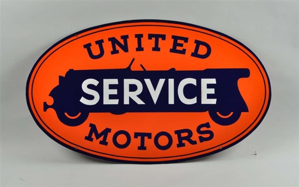 UNITED MOTOR SERVICE DOUBLE SIDED PORCELAIN SIGN. 
