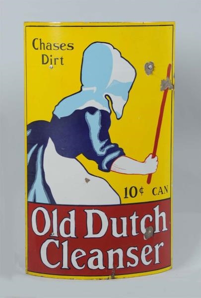 OLD DUTCH CLEANSER "CHASES DIRT" SSP CURVED SIGN. 