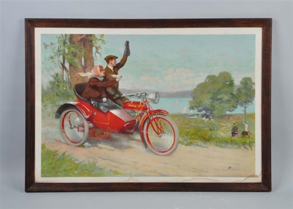 EARLY INDIAN MOTORCYCLE PRINT.                    