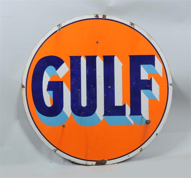 GULF DOUBLE SIDED PORCELAIN SIGN.                 