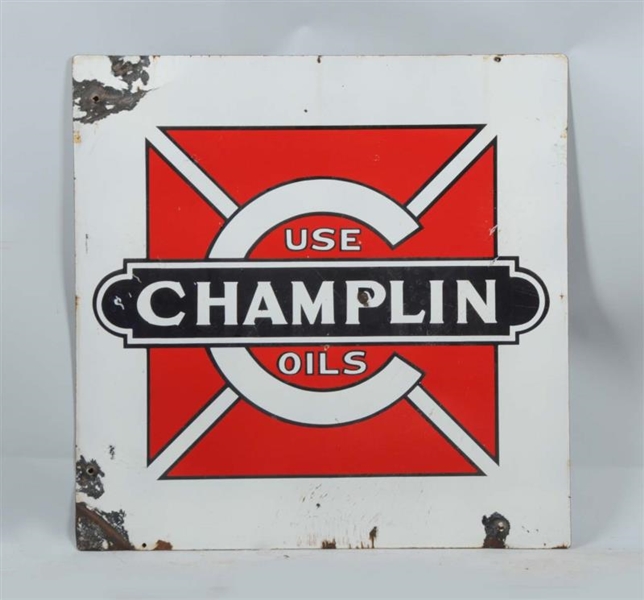 USE CHAMPLIN OILS DOUBLE SIDED PORCELAIN SIGN.    