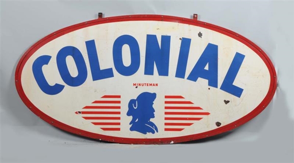 COLONIAL LARGE ID DOUBLE SIDED PORCELAIN SIGN.    