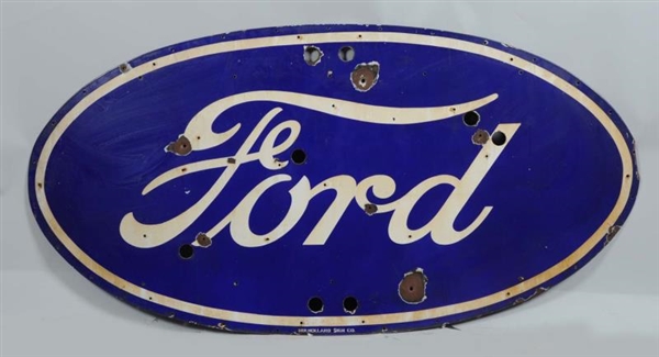 FORD SINGLE SIDED PORCELAIN OVAL NEON SKIN SIGN.  