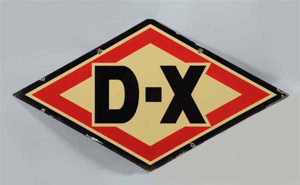 D-X DOUBLE SIDED PORCELAIN DIECUT ID SIGN.        