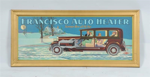 FRANCISON AUTO HEATER SST SELF-FRAMED SIGN.       