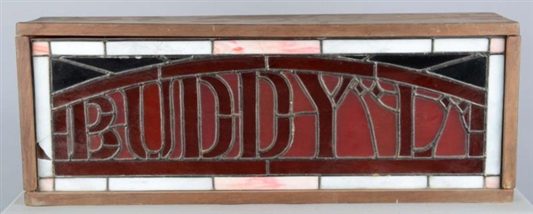 BUDDY L LEADED GLASS LIGHT-UP SIGN                