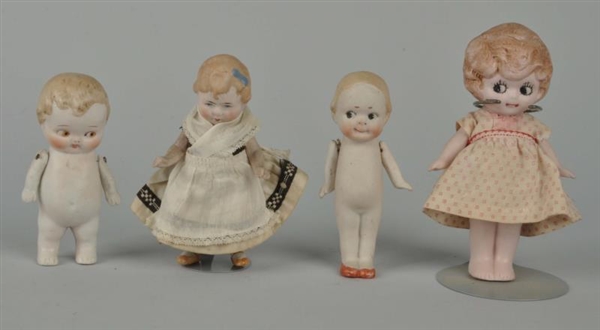 LOT OF 4: TINY BISQUE DOLLS.                      
