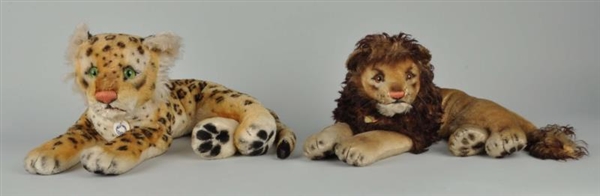 LOT OF 2: STEIFF LION & LEOPARD STUFFED ANIMALS.  
