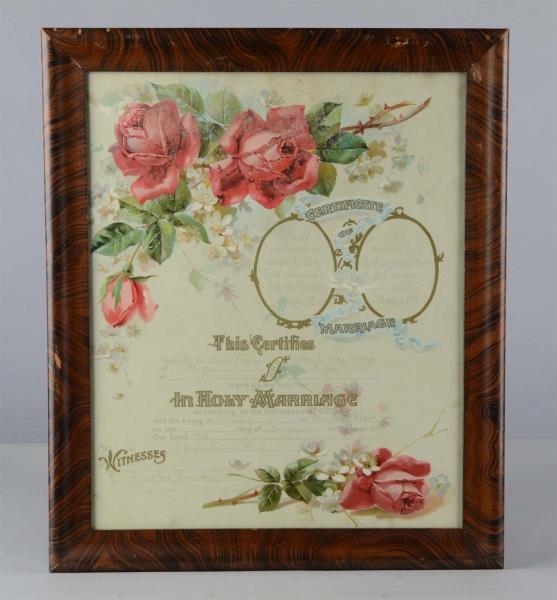 ANTIQUE CERTIFICATE OF MARRIAGE                   