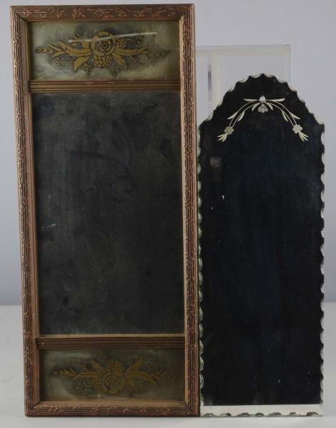 LOT OF 2: WALL MOUNT MIRRORS WITH FLORAL DESIGNS  