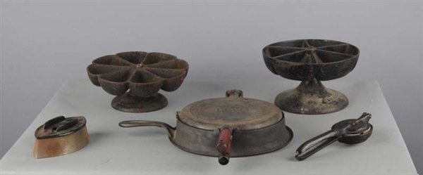 LOT OF 5: VARIOUS CAST IRON ITEMS                 
