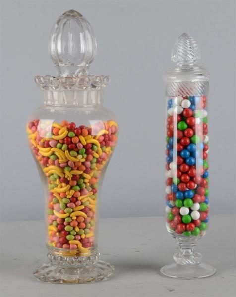 LOT OF 2: GLASS COUNTERTOP CANDY DISPLAY JARS     