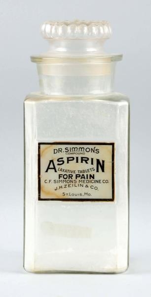 DR. SIMMONS ASPIRIN DRUG STORE JAR.               