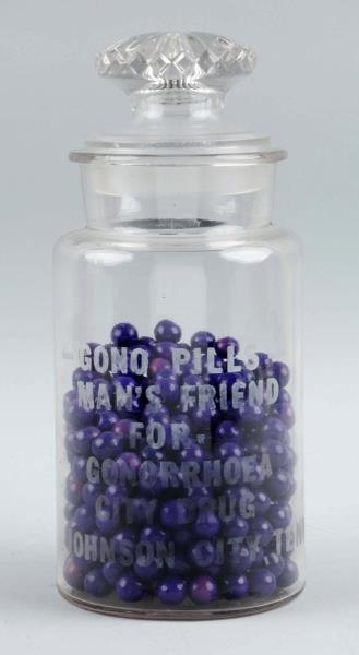 GONO PILLS -GONORRHEA CURE DRUG STORE JAR.        