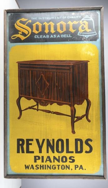 HAND PAINTED METAL REYNOLDS PIANOS SIGN           