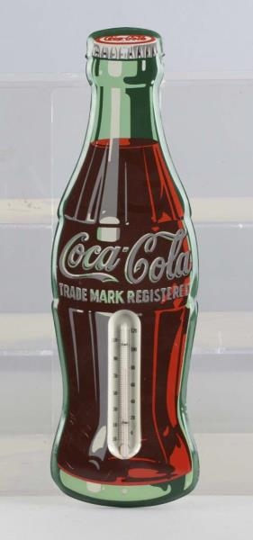 FIGURAL COKE BOTTLE TIN THERMOMETER SIGN          