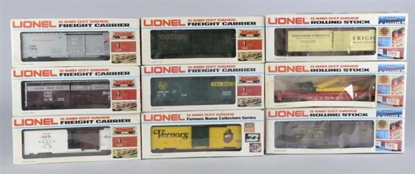LOT OF 9 LIONEL TRAIN CARS IN BOXES               