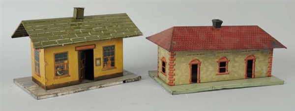 LOT OF 2: TIN TRAIN STATIONS.                     