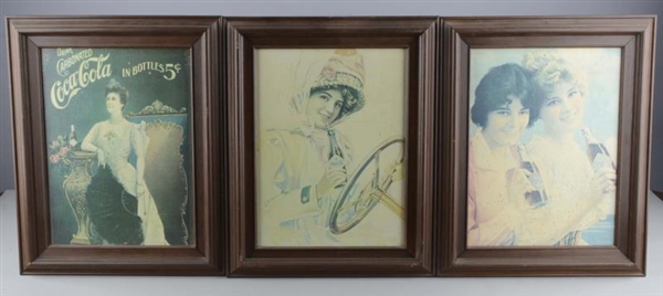 LOT OF 3: COCA-COLA LITHOGRAPHS IN FRAMES         