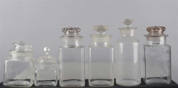 LOT OF 6: GLASS CANDY JARS                        