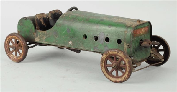 STRUCTO WIND-UP PRESSED STEEL RACE CAR.           