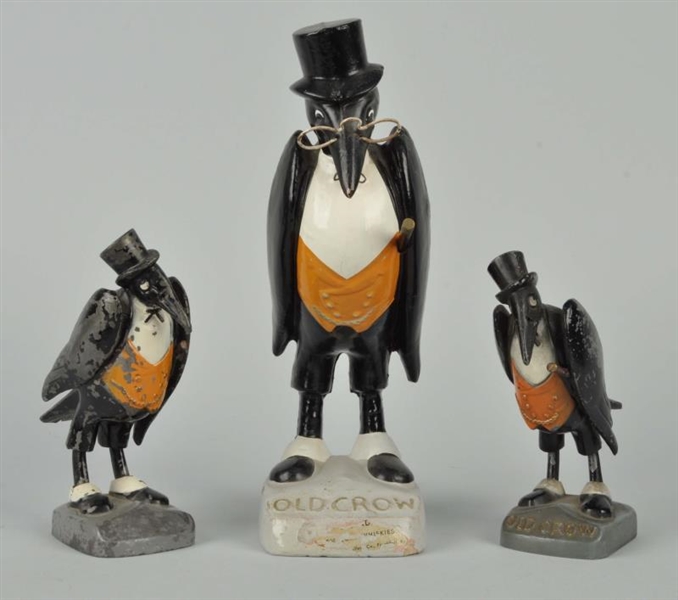 LOT OF 3: OLD CROW WHISKEY ADVERTISING FIGURES.   