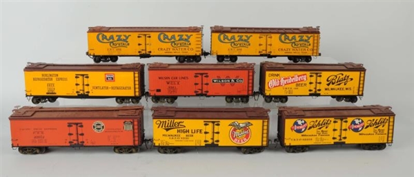 LOT OF 8: BEER FREIGHT CARS.                      