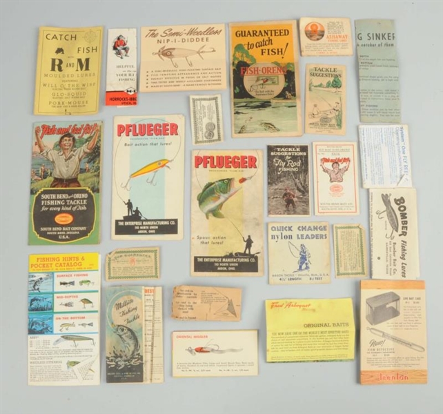 LARGE LOT OF FISHING LURE BROCHURES.              
