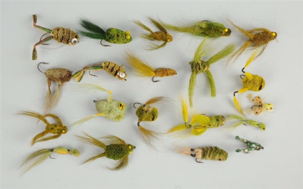 LOT OF 20: ASSORTED FLY ROD HAIR FROGS.           