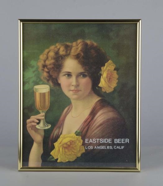 EASTSIDE BEER LITHOGRAPH ADVERTISEMENT IN FRAME   