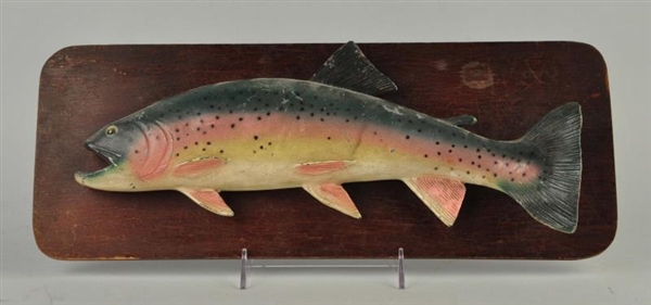 PAINTED FISH ON WOODEN BOARD                      