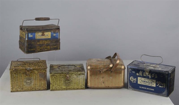 LOT OF 5: TOBACCO TIN LITHO LUNCH PAILS           