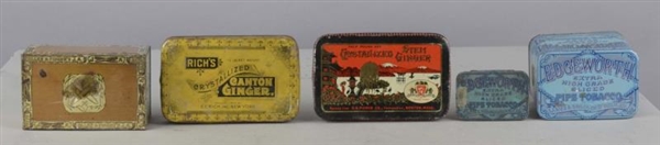 LOT OF 5: TIN LITHO CONTAINERS                    