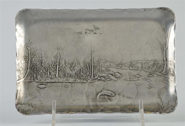 SILVER PLATE WITH FISHING THEME                   