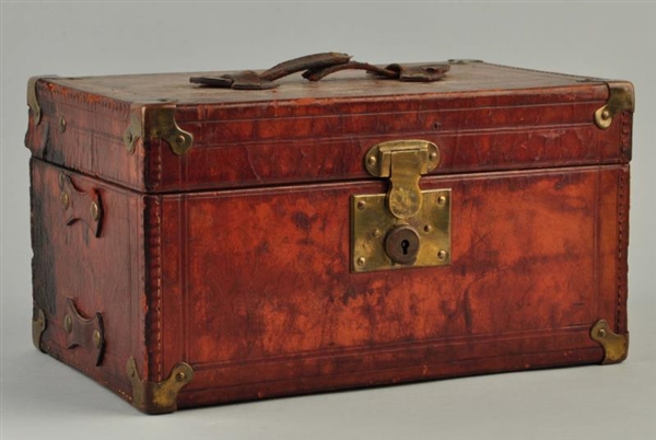 EARLY LEATHER TACKLE CASE.                        