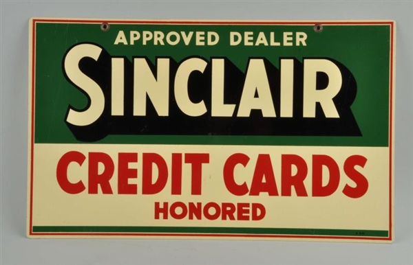 1941 SINCLAIR CREDIT CARDS TIN SIGN.              
