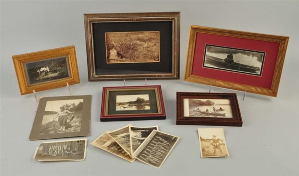 LOT OF 12: OLD PHOTOS WITH FISHING THEME          