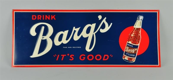 BARQS ROOT BEER TIN EMBOSSED SIGN.               