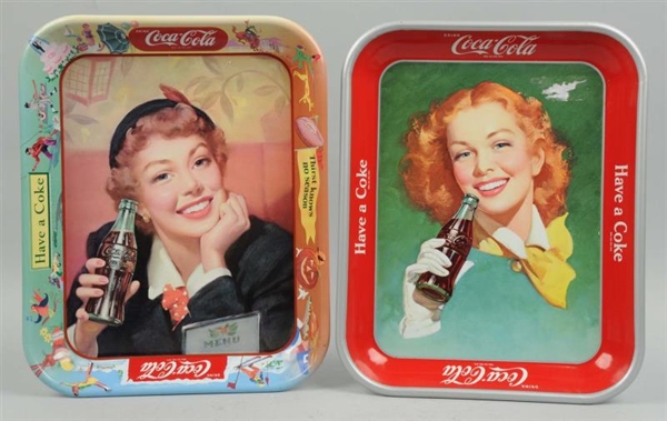 LOT OF 2: 1950S COCA-COLA ADVERTISING TRAYS.     