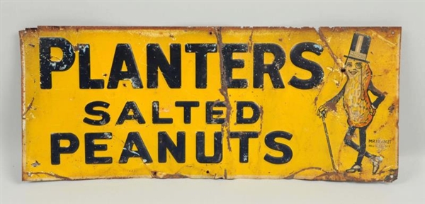 PLANTERS PEANUTS EMBOSSED TIN SIGN.               